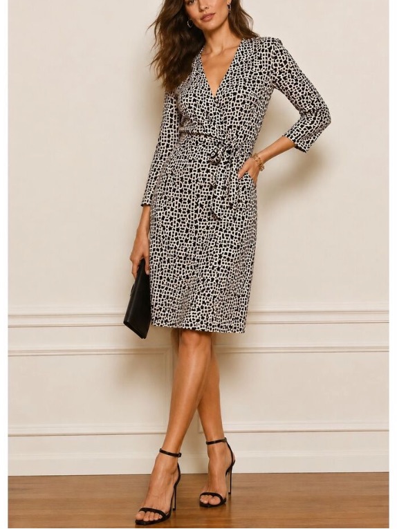 Diane Von Furstenberg Dvf Julian Geometric 100% Silk Wrap Dress 4